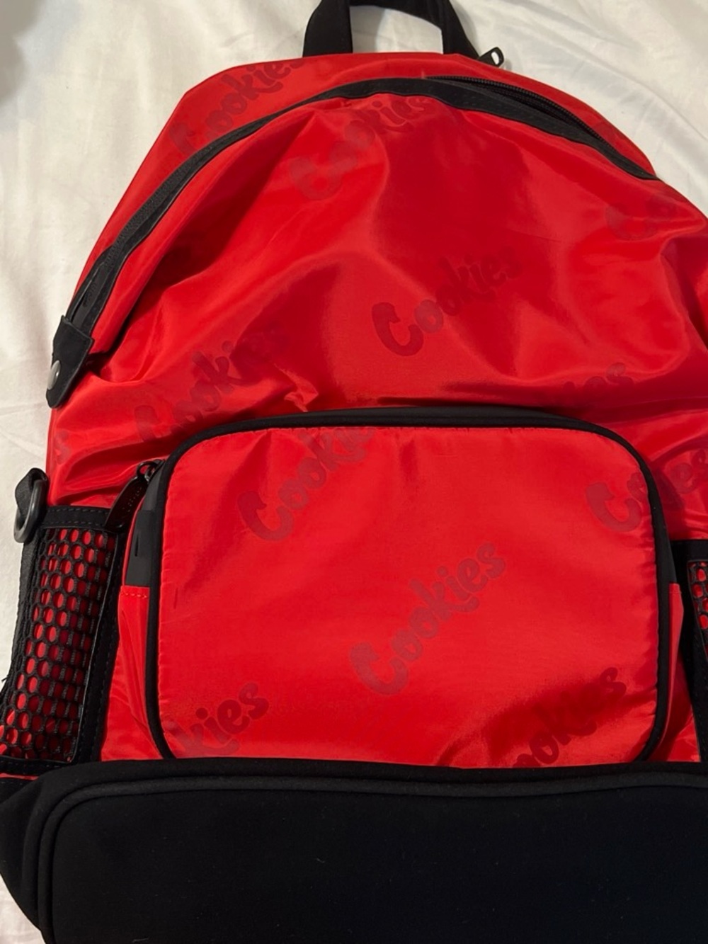 Cookies Red Nylon Men's Backpack with Front Pocket